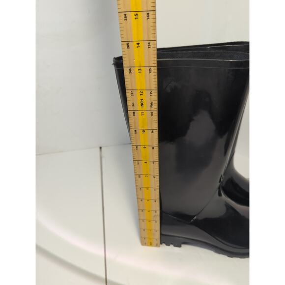Time and Tru Tall Black Rubber Rain Boots Womens Size 7 Calf height - Picture 5 of 6
